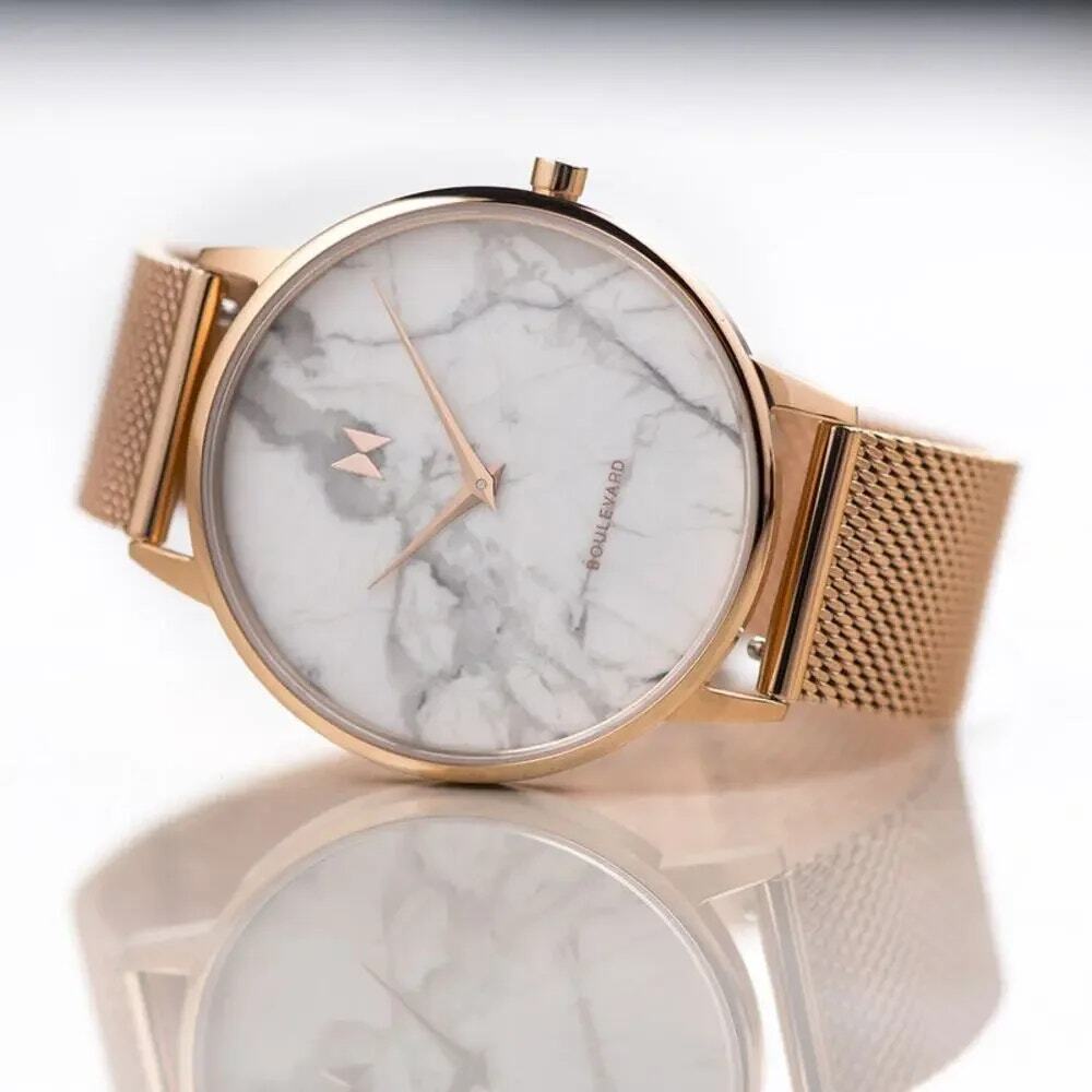 MVMT Boulevard Marble Malibu Rose Women's Watch Minimalist Classic 38mm